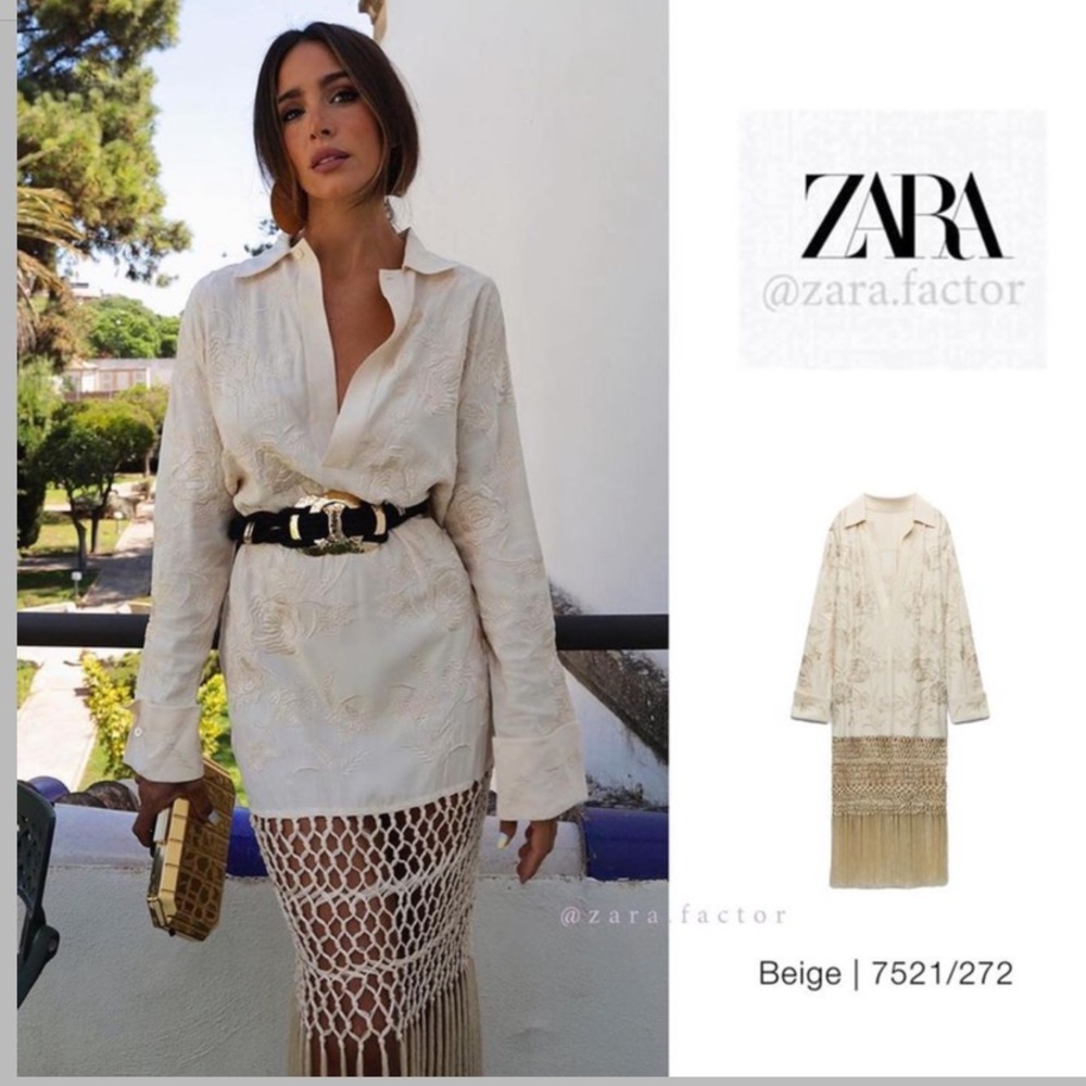 - Zara embroidered macrame dress limited edition Size M-L